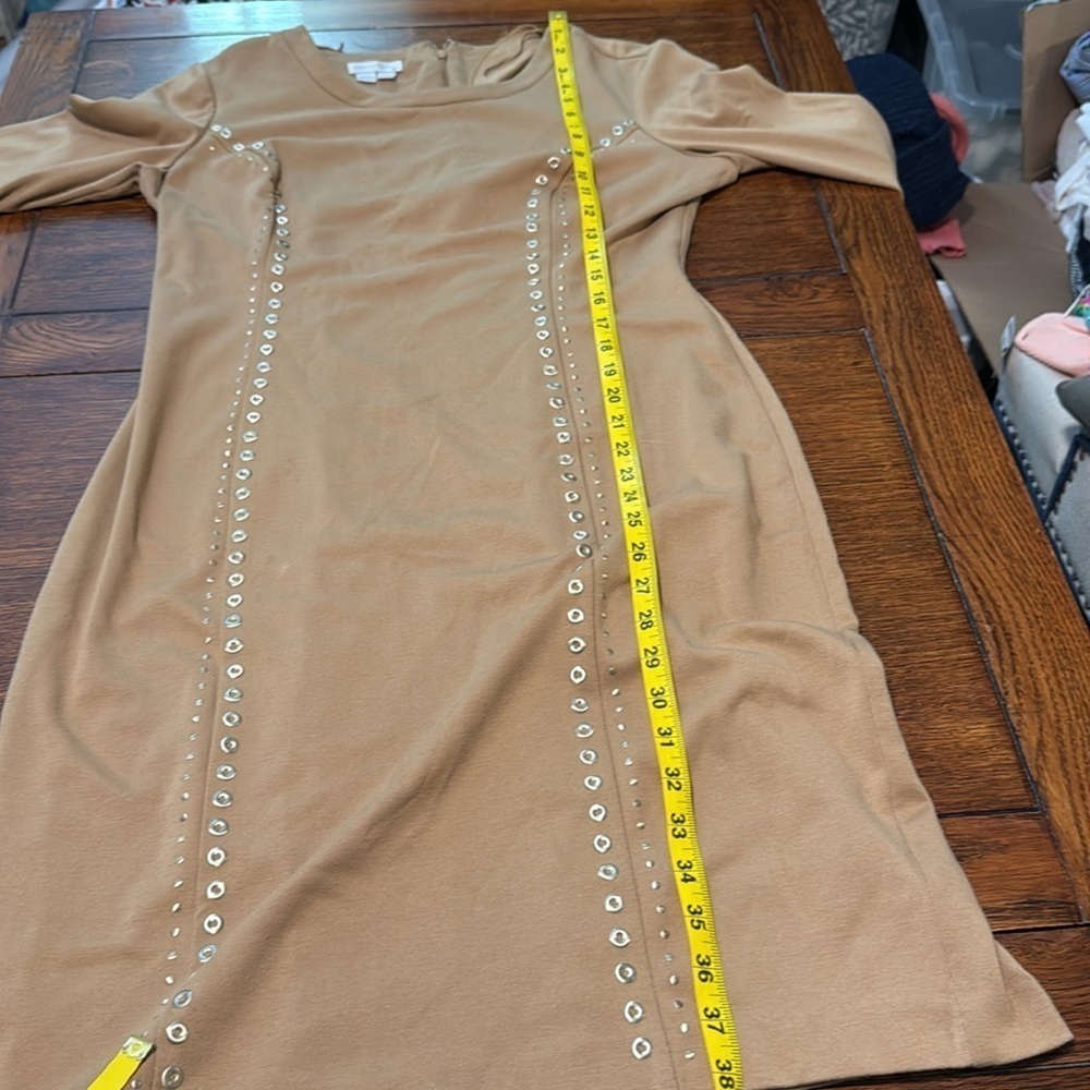 London Times camel tan long sleeve dress size 14 - Picture 5 of 8